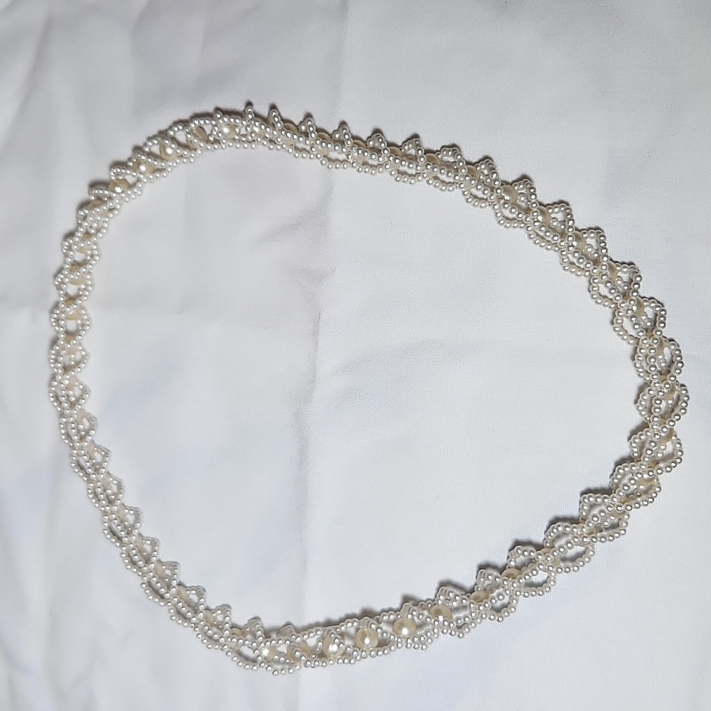 VINTAGE Coustume Jewelry Larger Pearl Wraped in Smaller Pearl Twisted Necklace - Picture 4 of 5